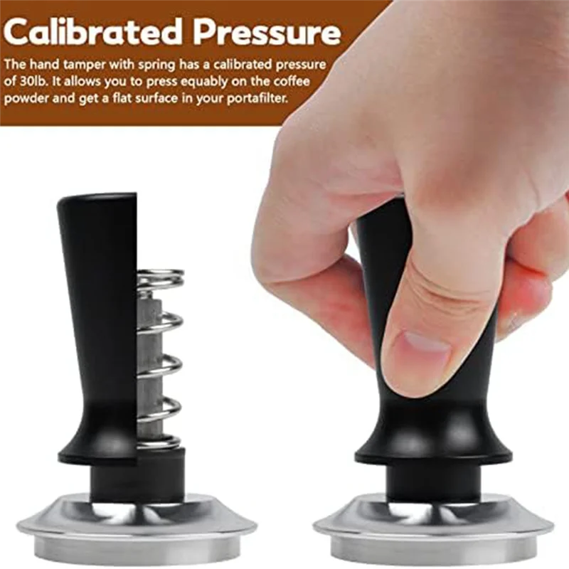KB-51Mm & Espresso Stirrer Hand Espresso Tamper معايرة الربيع محملة اليد العبث قاعدة من الفولاذ المقاوم للصدأ