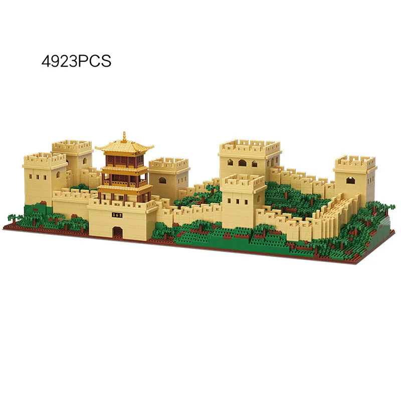 World Famous Historical Architecture Micro Building Block China Badaling The Great Wall Model Brick ToyS Nanobrick With Light