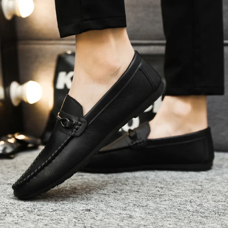 Fashion PU Leather Men Casual Shoes Slip on Formal Loafers Luxury Brand Comfortable Men Moccasins Italian Soft Male Driving Shoe