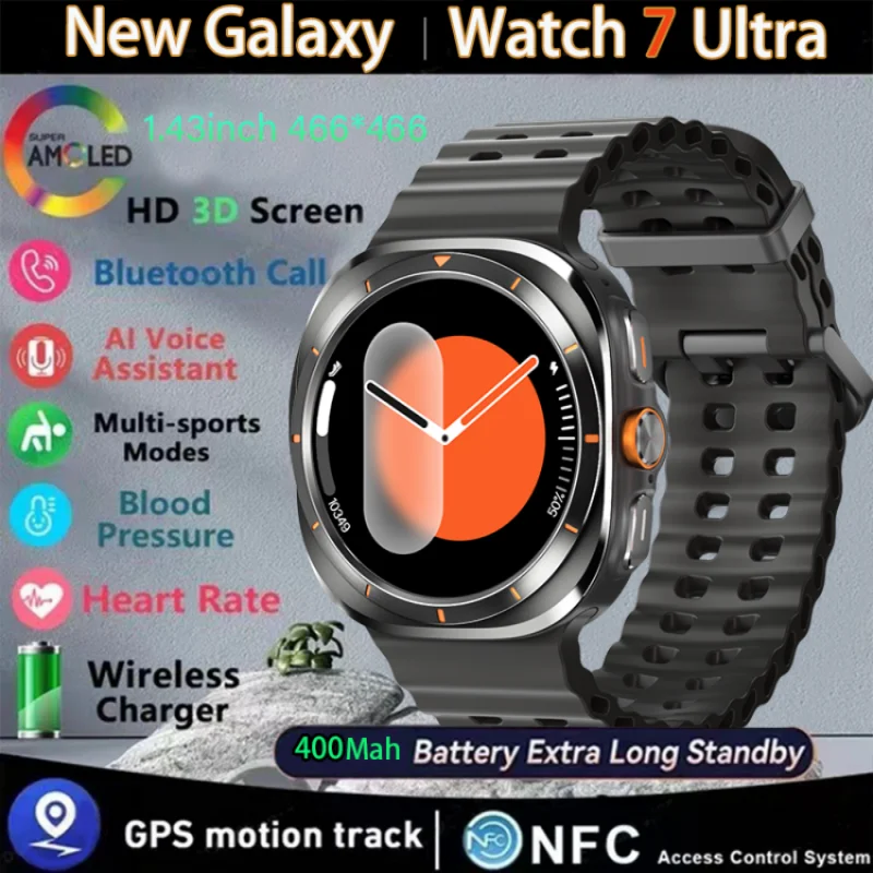 

For Samsung Galaxy Watch Ultra New GPS Track Smart Watch Men Amoled Always Display Body Temperature Clock BT Talk Smart Watch