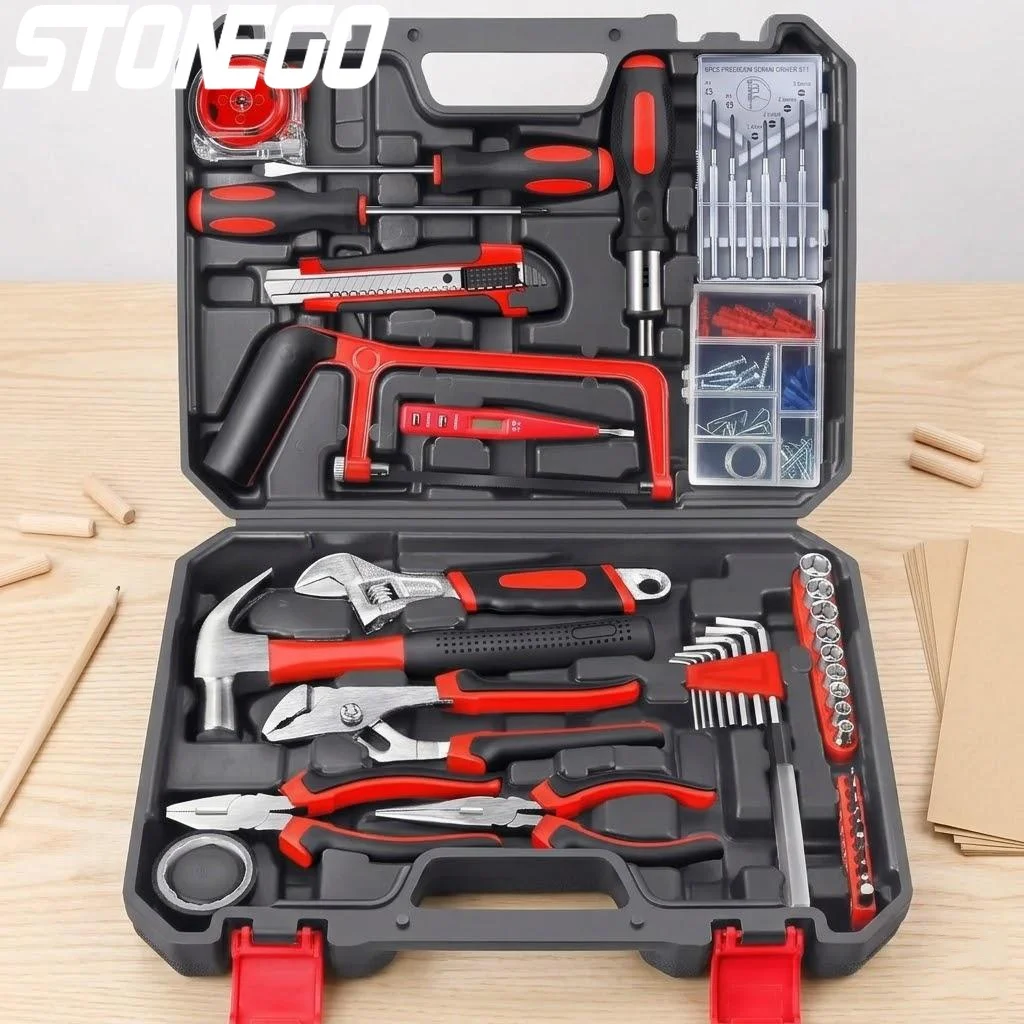 

DIY Hardware Hand Tool Kit 108pcs Set Saw Screwdriver Hammer Tape Wrench Pliers Manual Tool Combination