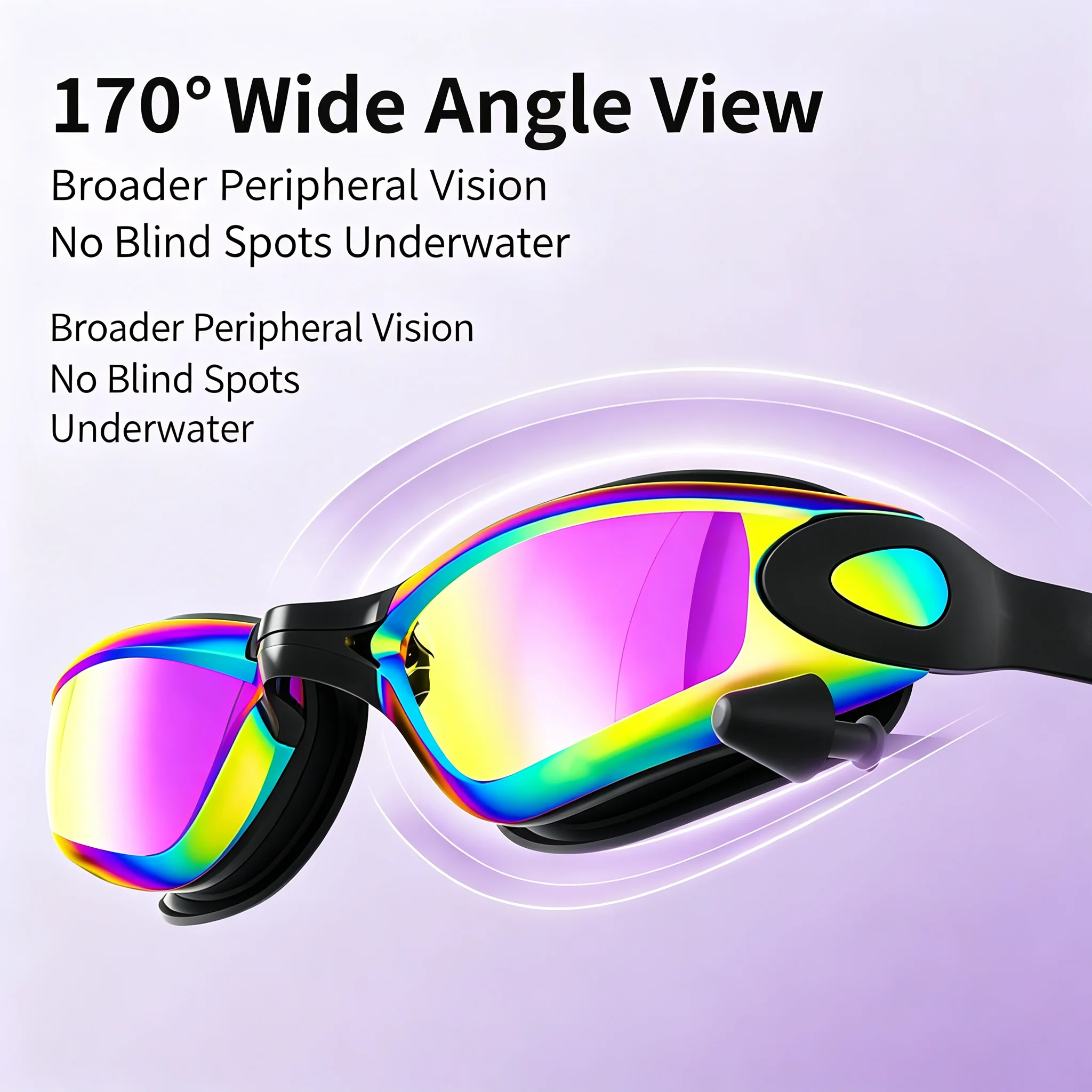 Swimming Goggles Set 170° Wide View Anti-Fog UV Protection Leak-Proof Swim Glasses Earplugs Nose Clip Adult Pool Open Water