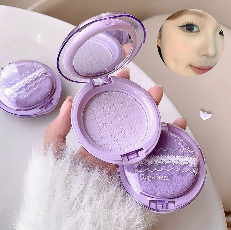 Description Picture 4 of itemPurple Translucent Setting Powder Makeup Waterproof Oil Control Natural Matte Clear White Loose Face Pressed Powder Makeup Girls