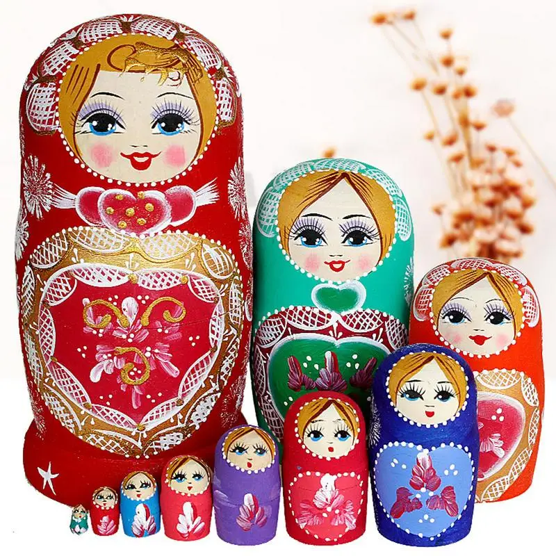 

Pcsset Creative Lovely Baby Nesting Dolls Wooden Russian Dolls Handmade Painted Beech Matryoshka Doll Set Toy