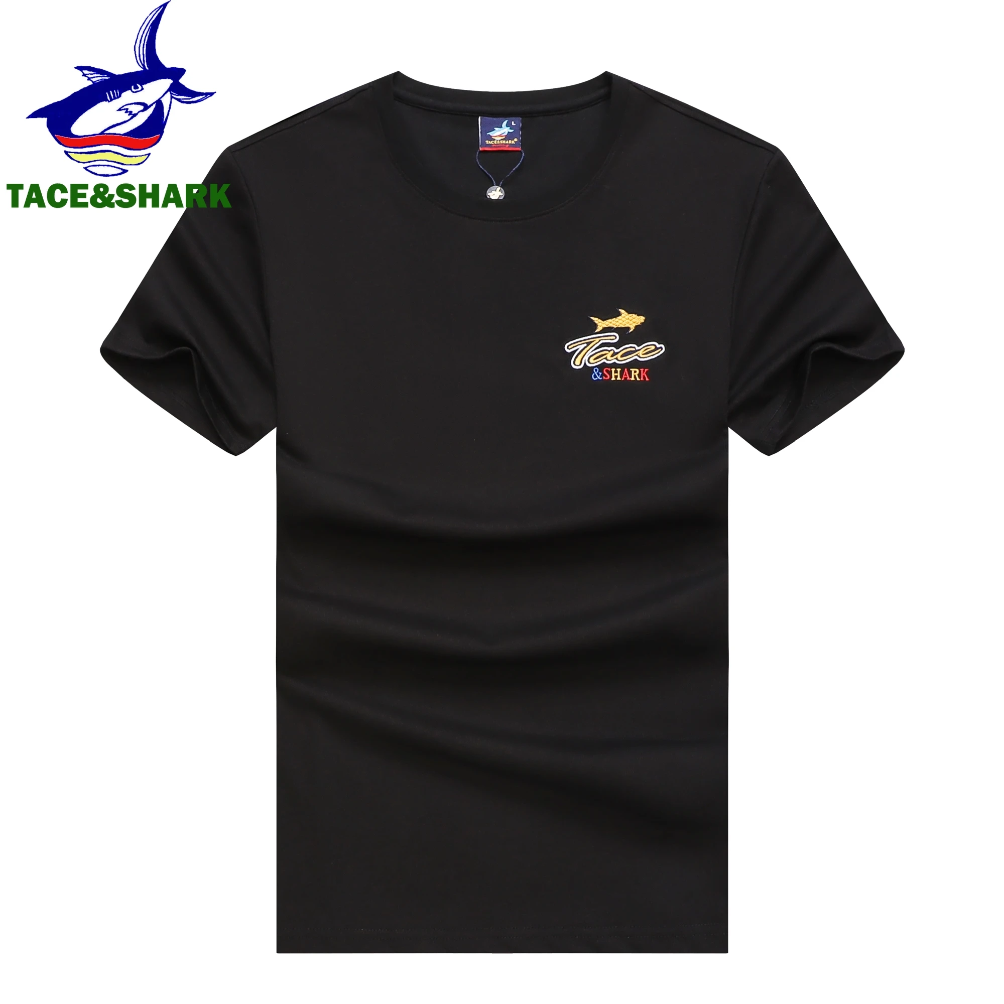 TACE&SHARK High Quality Shark Embroidery T Shirt Summer Fashion Short Sleeve T-shirts Clothing Mens Casual Tshirts Tops 3XL