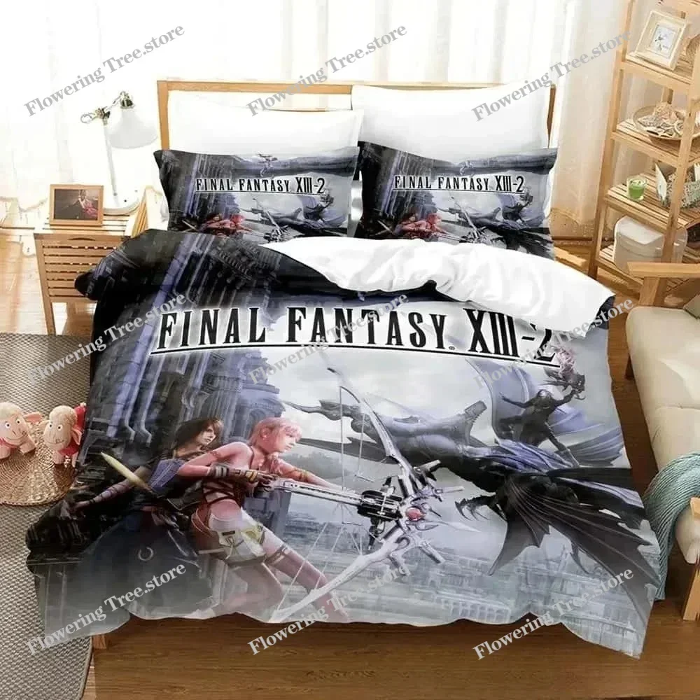 

New 3D Print Anime Game FINAL FANTASY XIII-2 Bedding Set Boys Girls Twin Queen King Size Duvet Cover Pillowcase Bed Boys Adult