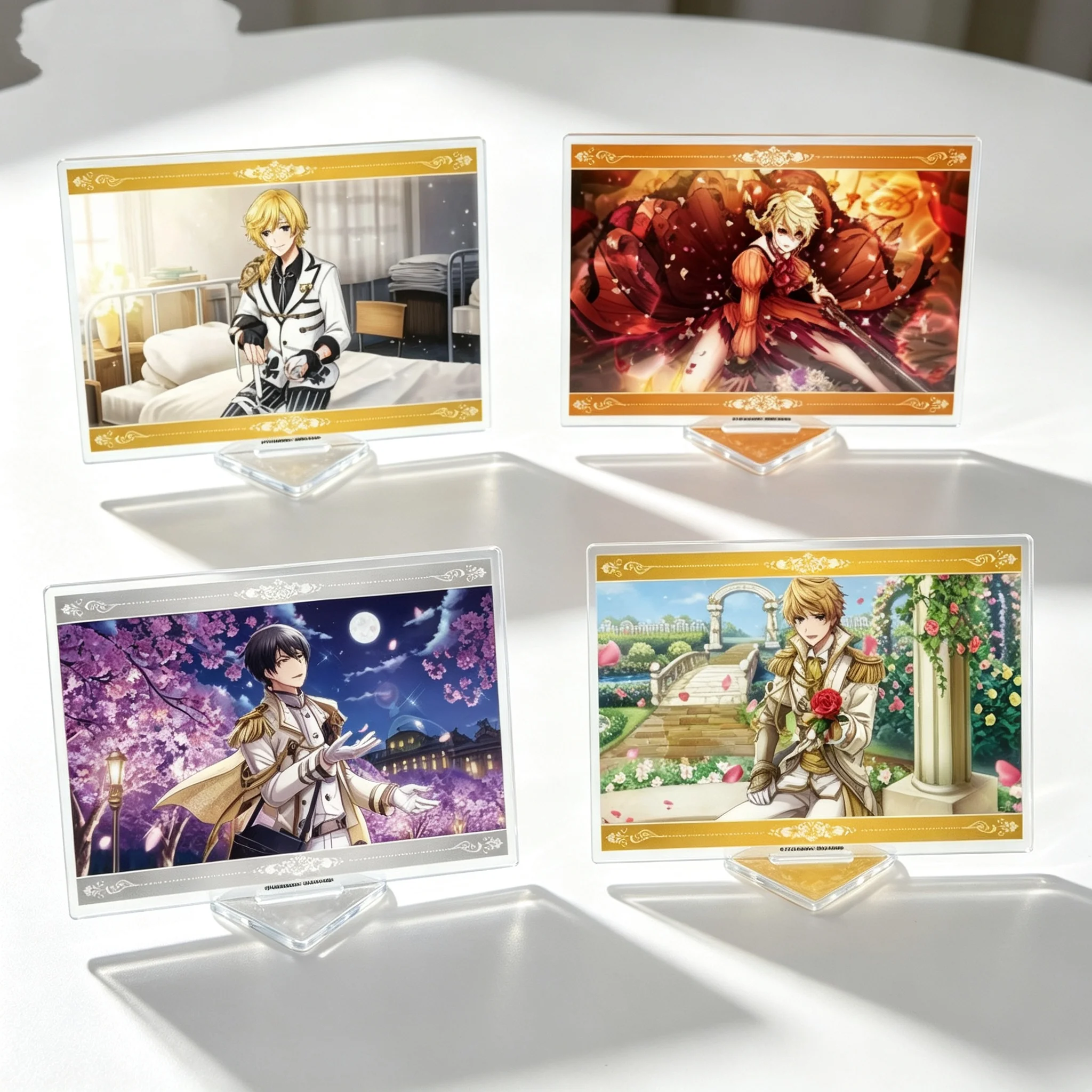 Game The Thousand Musketeers Charleville Scene Drawing Rectangle Acrylic Stand Model Plate Keychains Desk Decor