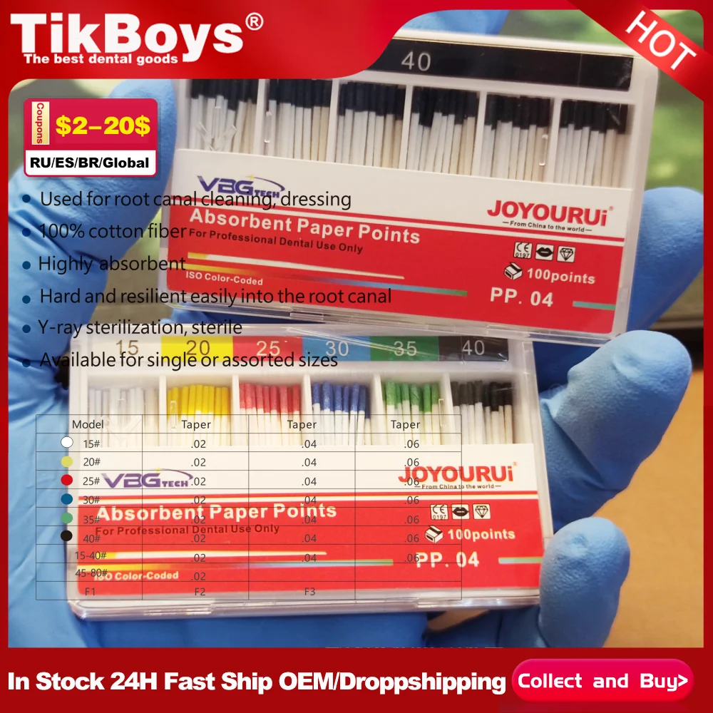 1 Box Dental Absorbent Paper Points GP/PP 02 04 06 Taper 15-40# Dentist Use Dentistry Materials Endodontic Cotton Fiber Tips