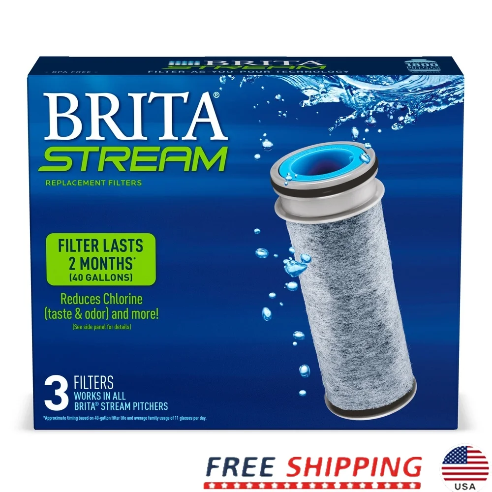 Reemplazo del filtro de agua de corriente libre de BPA, 3 unidades, elimina el olor del cloro, fácil agarre, botón de clic, se adapta a lanzadores estándar