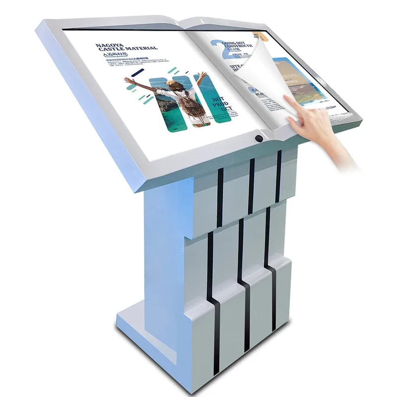 32 42 55 Inch Elektronisch Boek Pc Alles In Één Virtueel Projectiescherm Boek Draaisysteem Digitale Bewegwijzering Touchscreen Kiosk