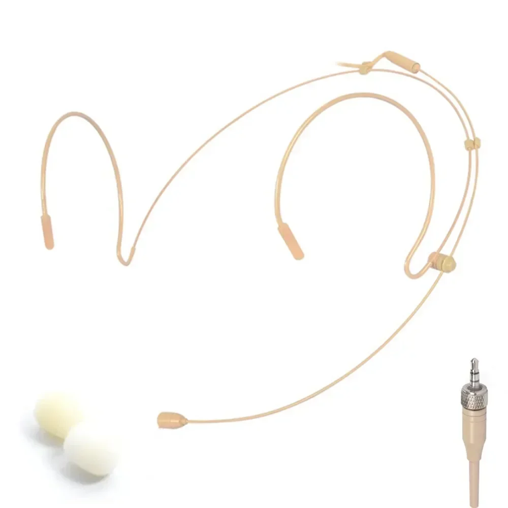 Doppeltes Ohrbügel-Headset-Mikrofon, am Kopf getragenes Mikrofon, angenehm zu tragen für Sennheiser Wireless Beige Mikrofon