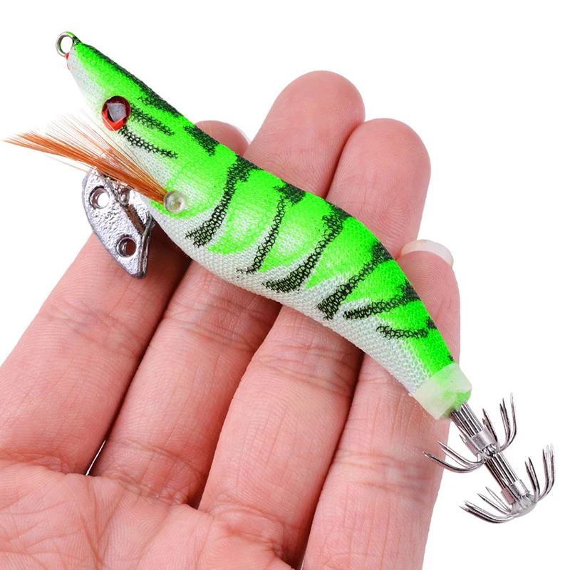 5 Stücke Angeln Locken 8 cm/10 cm/12 cm Leucht Tintenfisch Jig Angeln Holz Garnelen Köder Tintenfisch tintenfisch Jig Köder Köder Angeln Zubehör – Detail 6