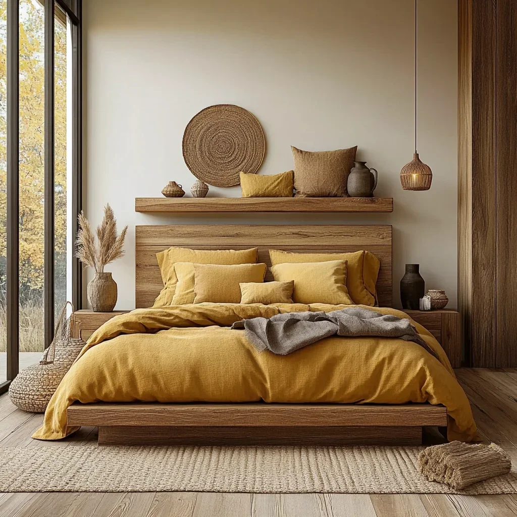Wabi Sandy Wind Log Natural Edge Solid Wood Master Bedroom Double 1.8m Queen Bed Villa Hotel Homestay Original Ecological