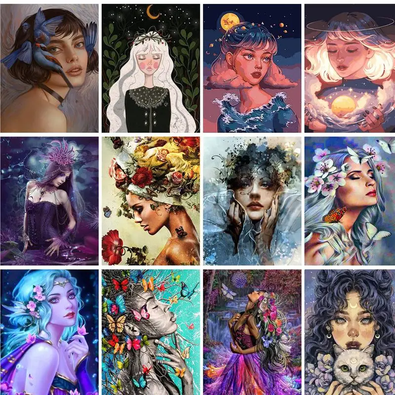 GATYZTORY Anime Painting By Numbers Paint Kit Coloring On Numbers Girls Handmade On Canvas Figures Gift For Adult Wall Art