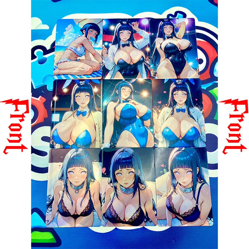 

Двусторонняя сексуальная карта Хината, аниме, карты Наруто, Коллекционная игральная карта, бикини, вечерние флэш-карта, игрушки на Рождество, подарки на день рождения