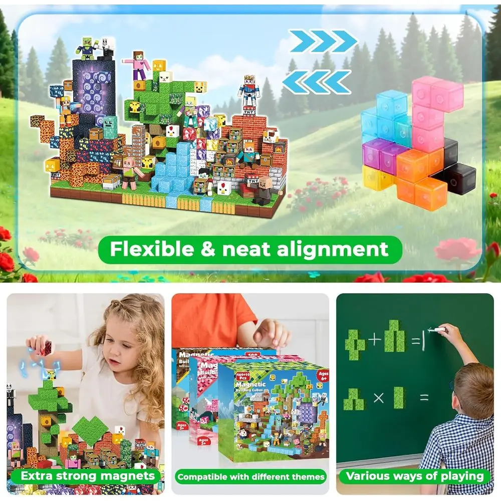 STEM-Magnetbausteine – 474 Teile für Kinder von 4–8 Jahren, Stapelwürfel, Lernspielzeug, ideales Geschenk für Kinder im Alter von 3–12 Jahren