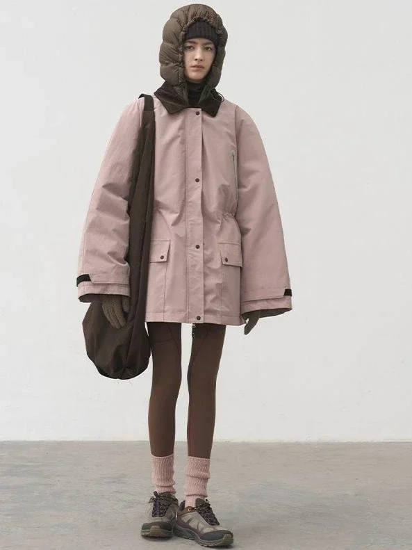 

2025 European Fashion Winter New Women's Down Jacket Loose Commuter Splicing Windproof Work Jacket