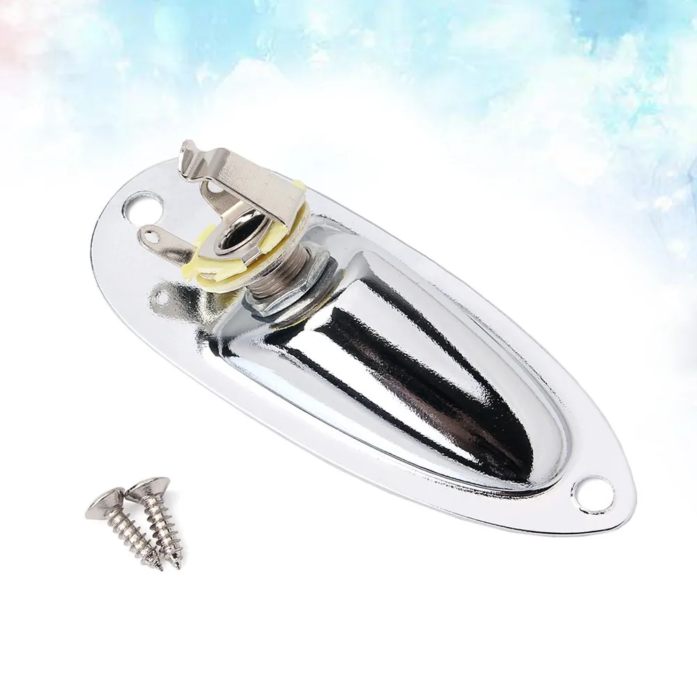1 Steel Copper Guitar Input Output Jack Socket Plate 6.35mm Pickup Plug Screw Kit for Bass Electric Guitar