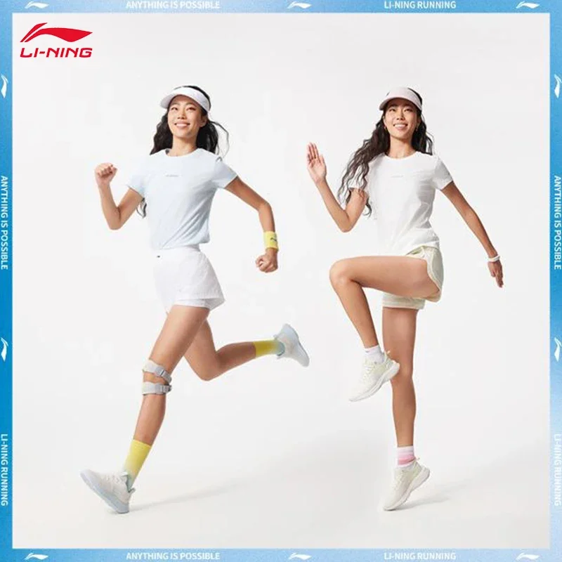 

LI-NING Professional Running Series Women Running Sports T-Shirt Reflective AT AIR Quick Drying Breathable Short ATSV098