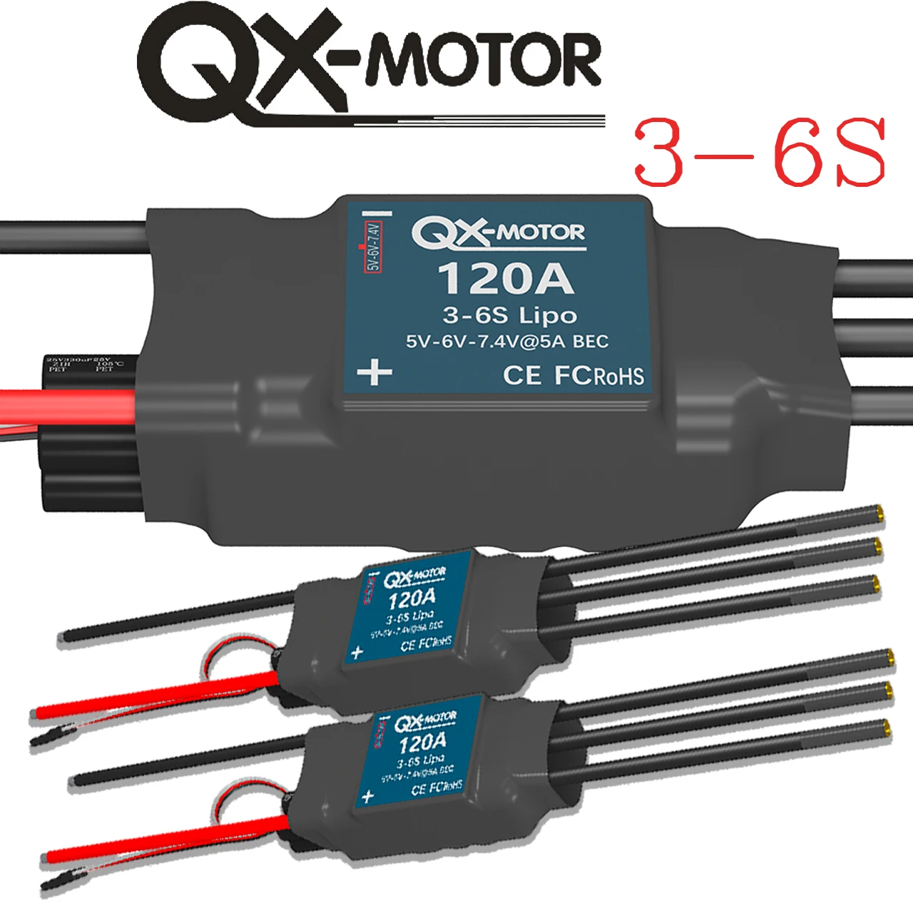 

QX-MOTOR Specialized Brushless 120A ESC 3-6S with BEC Suitable for 80mm 90mm EDF Brushless Motor