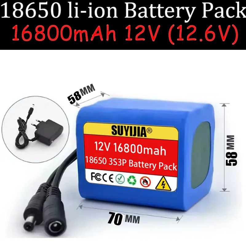 

3S3P 12V 16800mAh QB 18650 Lithium Ion Battery Pack, 12.6V with PCB (3-6A) and Lead with BMS Lithium Battery Protection Board