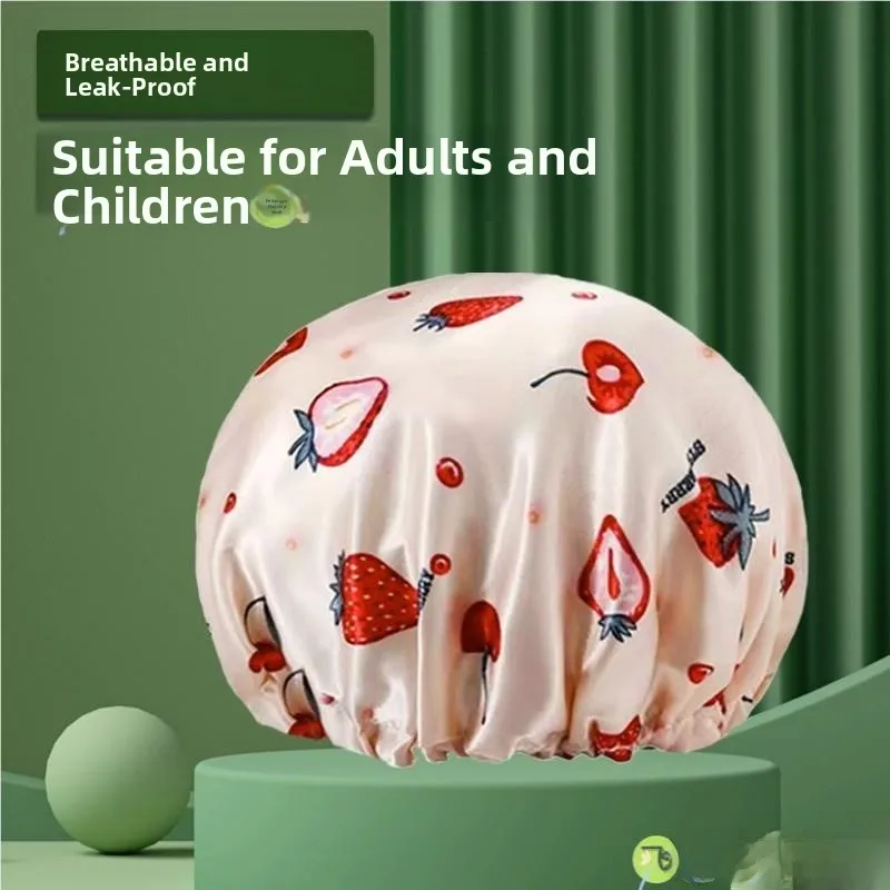 

Женская утолщенная двухслойная водонепроницаемая шапочка для душа из гладкой ткани, регулируемый размер, для домашнего использования, универсальная, для взрослых, маслоотталкивающая