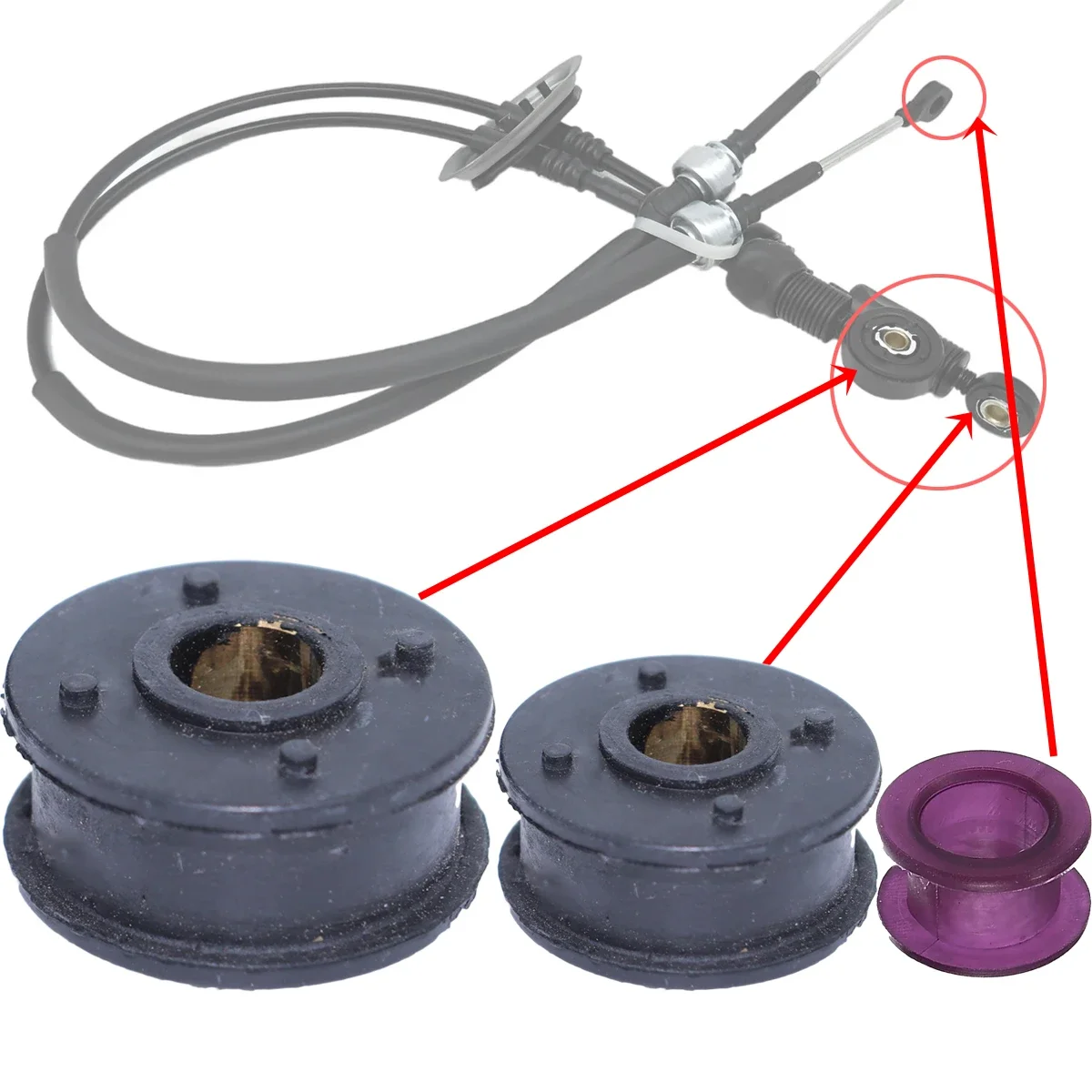 جلبة كابل التروس جروميت لشركة هيونداي جيتز TB 2002 -2011 علبة التروس شيفتر رافعة كابل التحكم الربط كلا نهاية كليب طقم تصليح #2