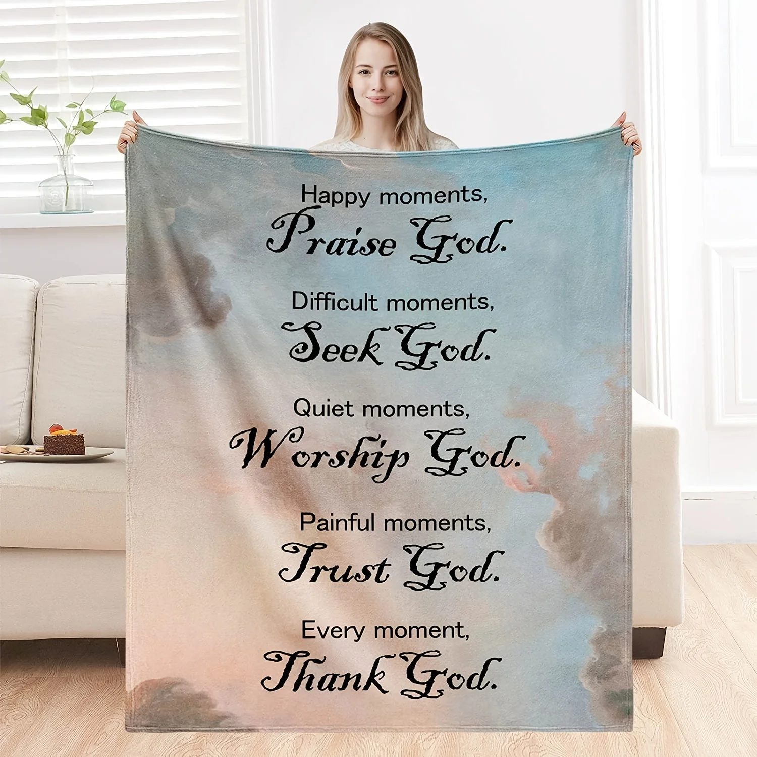 Soft and Cozy Christian Blanket with Inspirational Bible Verses and Prayers - Perfect Gift for Women and Catholic Faithful