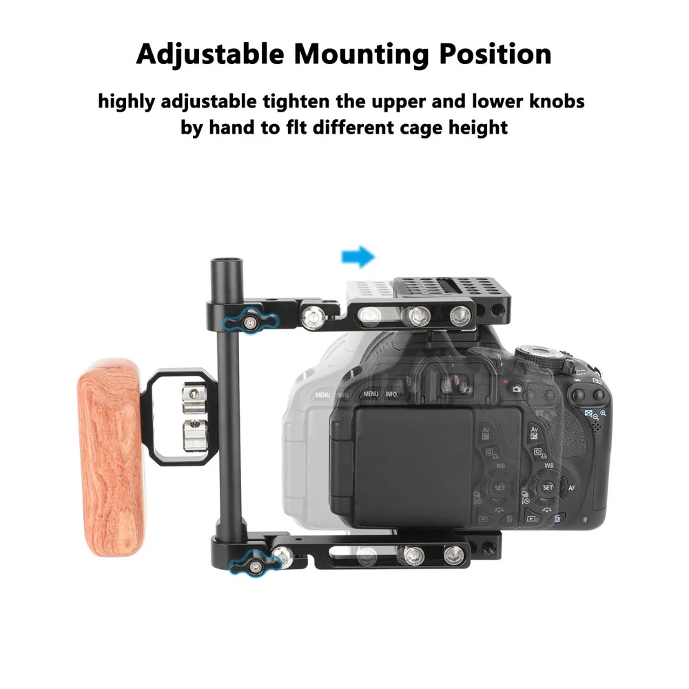 CAMVATE Foldable Half Camera Cage with Top and Left-Side Handles Fits 4.8inch Height Cameras For Canon For Sony Nikon