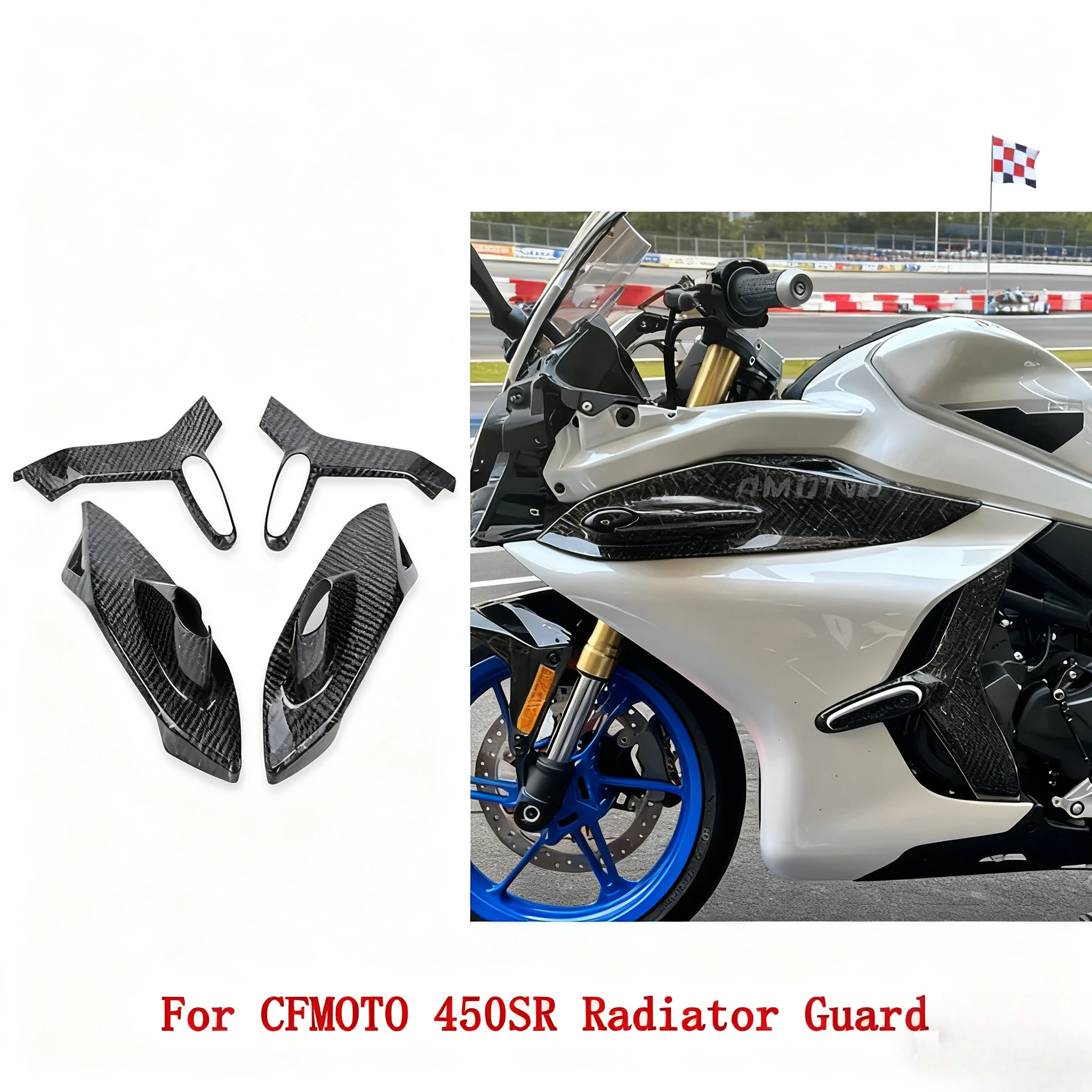 

Fit CFMOTO 450SR 450SRS Radiator Guard Cover | Carbon Fiber Pattern Glossy Motorcycle Decorative Accessory