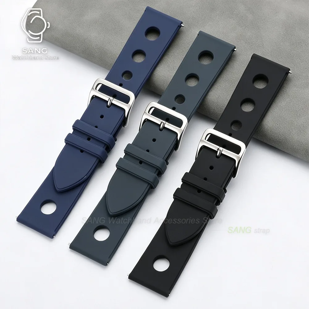 18/20/22mm Perforiertes Silikon-Uhrenarmband Universelles Sport-Uhrenarmband für Männer und Frauen Schnellverschluss-Armbänder für Seiko Weicher Handgelenkgurt – Detail 11
