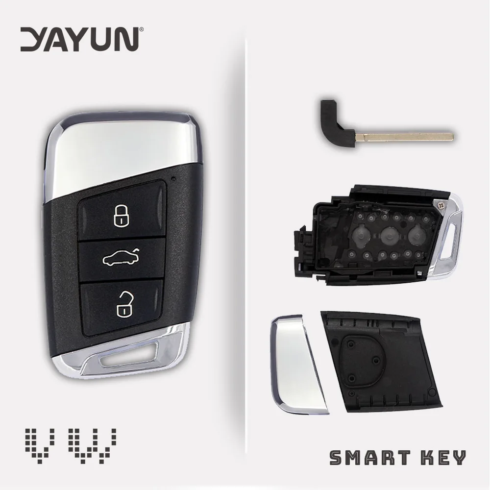 YAYUN 3 Button Smart Remote Car Key Shell Fob Case Cover ForVolkswagenVW Passat B8 New Magotan B5 Skoda A7 Variant Insert Blade