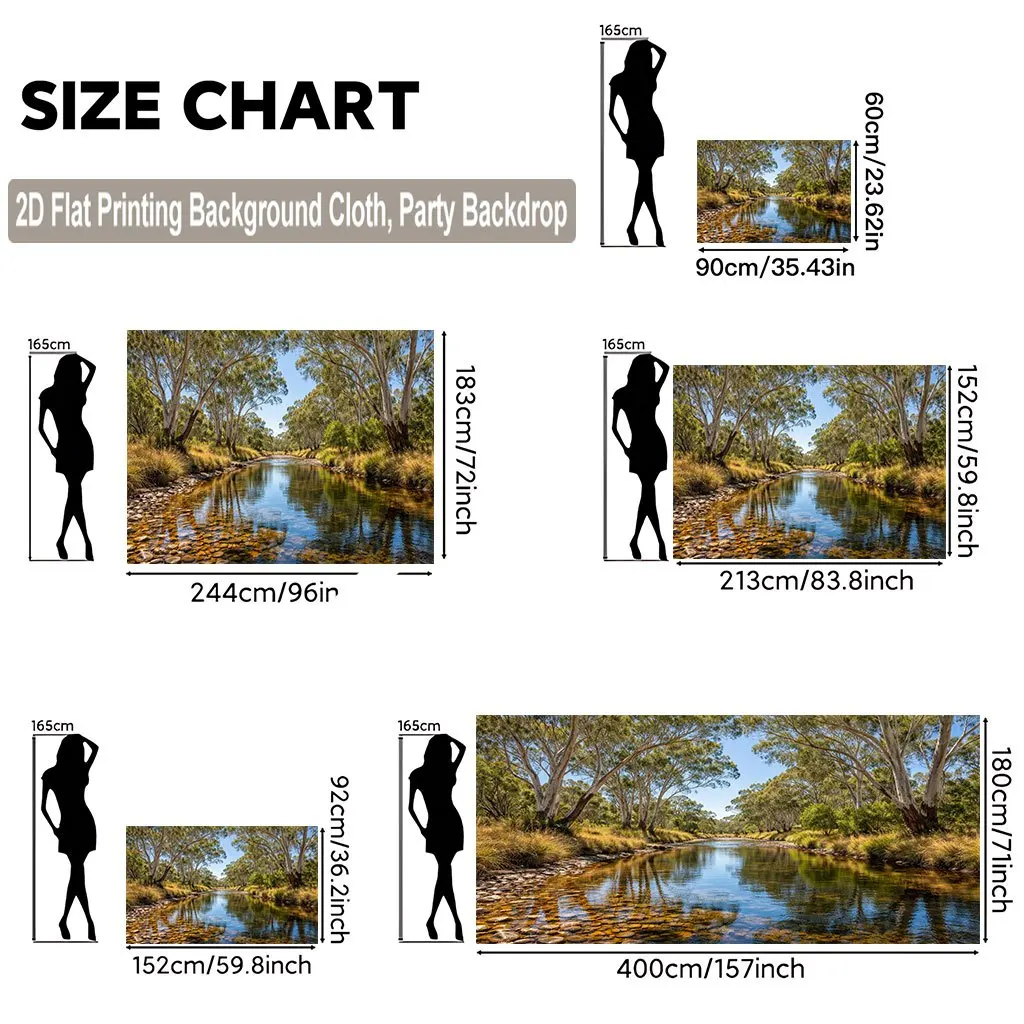 Scenic River View Woodland Forest Tapestry Wall Hanging Decorative Photo Backdrop Realistic Nature Art Print for Home Room Decor