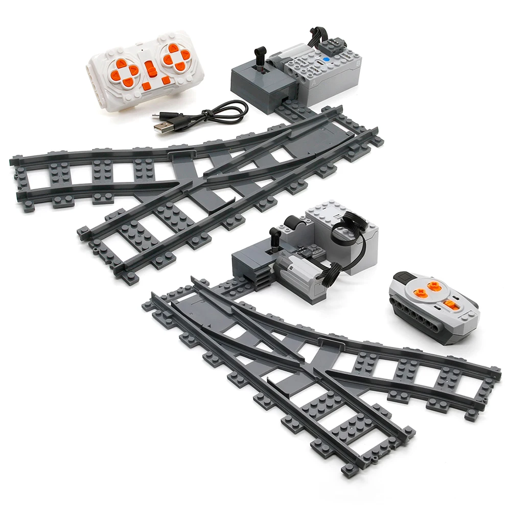 

MOC City RC Train Rail Crossing Tracks Set Stud Gap Тройной переключатель Кирпичи Строительные блоки Технические DIY Железнодорожные игрушки для детей Горячие