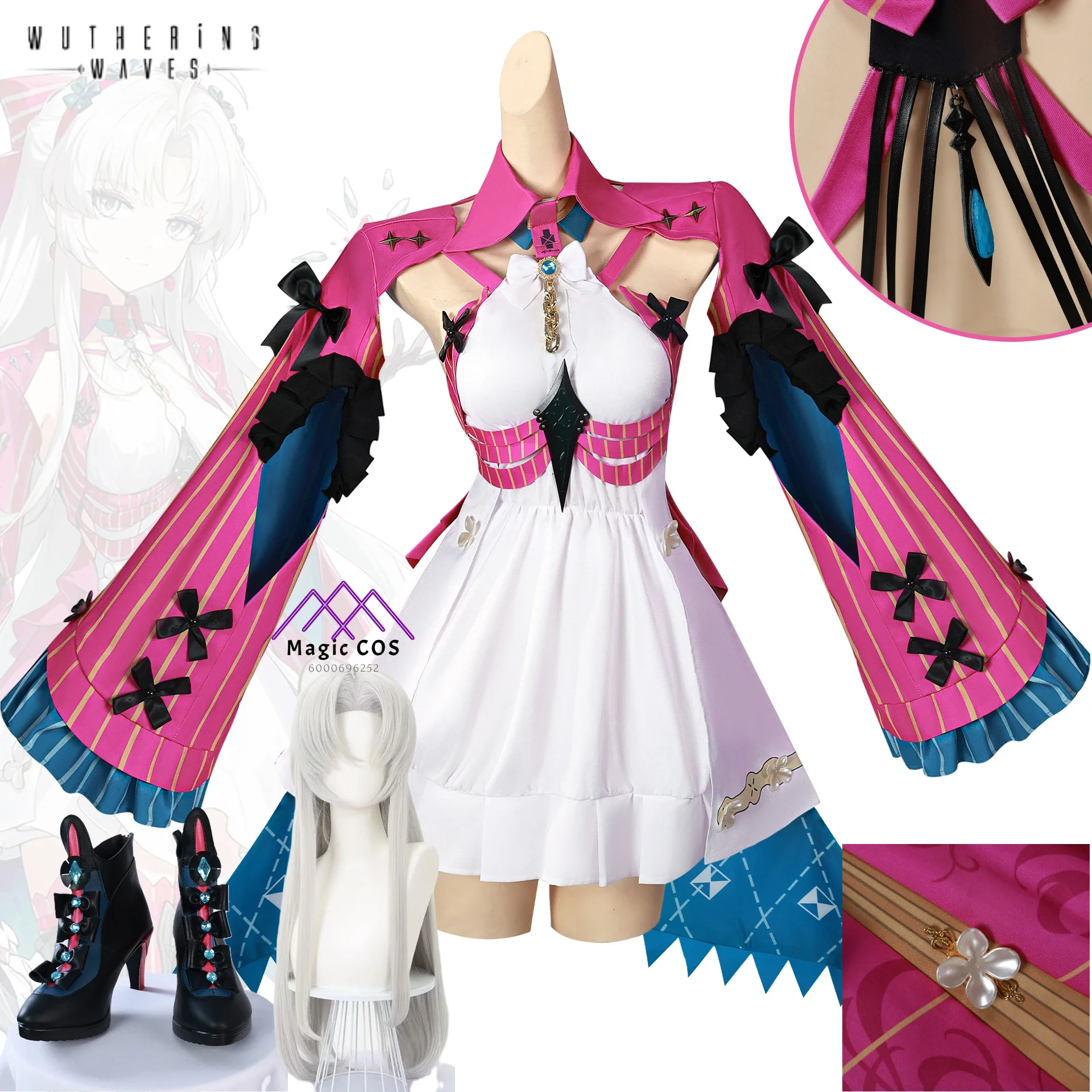 ゲーム荒野の波カルロッタコスプレ衣装ウィッグ靴フルセットアニメ服ロールプレイハロウィンパーティーファッションドレスコミコン
