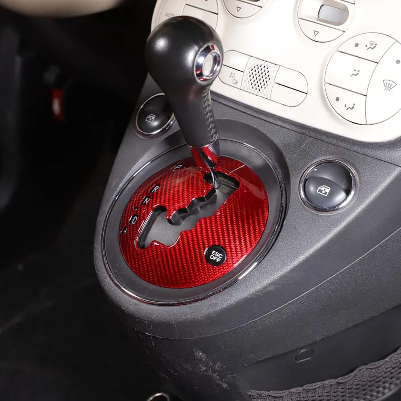 

For automatic Fiat 500 2010-2015 Real Carbon Fiber Car Central Control Gear Shift Panel Frame Decorative Stickers Car Accessory