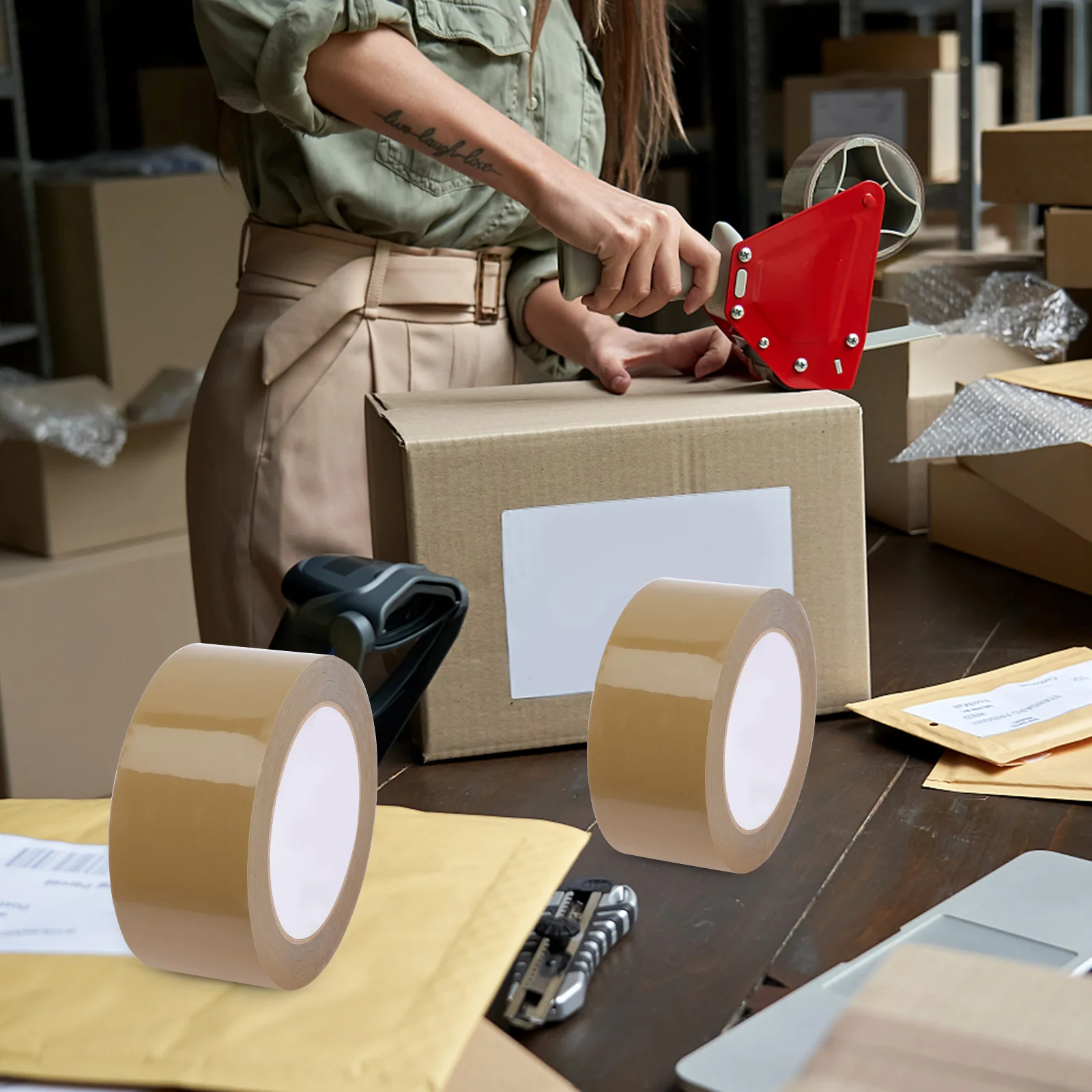 2Pcs Carton Box Sealing Tape High Stickiness Packaging Tape for Logistics Transportation Heavy Duty Box Packing