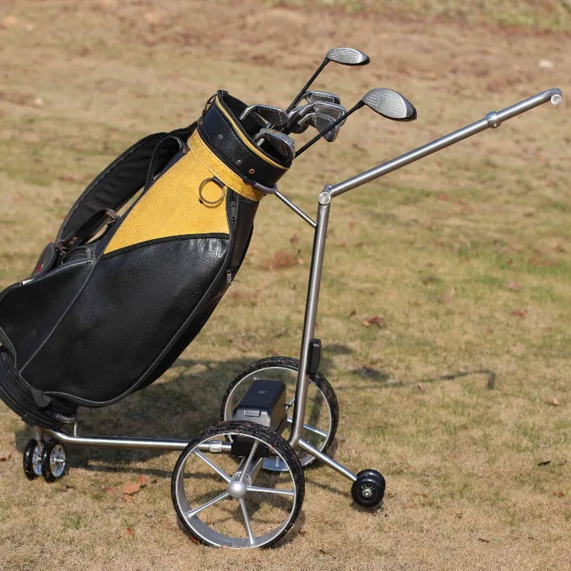 Lightweight Mini Folding Electric Trolley Stainless Steel Automatic Follow Golf Scooter Bag Trolley Lithium Battery Remote