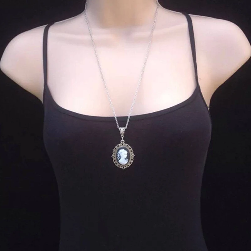 Schöne Cameo-Halskette, gotischer Schmuck, Vintage-Viktorianischer Schnitzanhänger, Choker für Damen und Mädchen – Detail 4