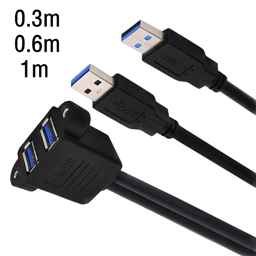 Dual Port USB3.0 Integrated Cable with Screw Holes for Fixation Double Layer Cable with Extension Ears for Enhanced Connectivity