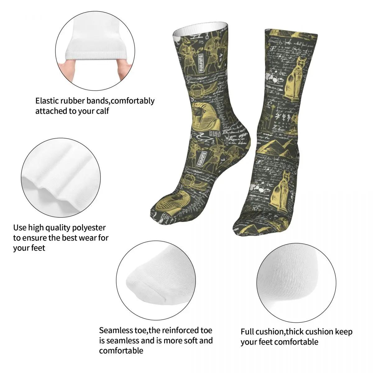Compression Retro Style Ancient Egypt Hieroglyphs Woman Socks 2022 Men Sport Socks