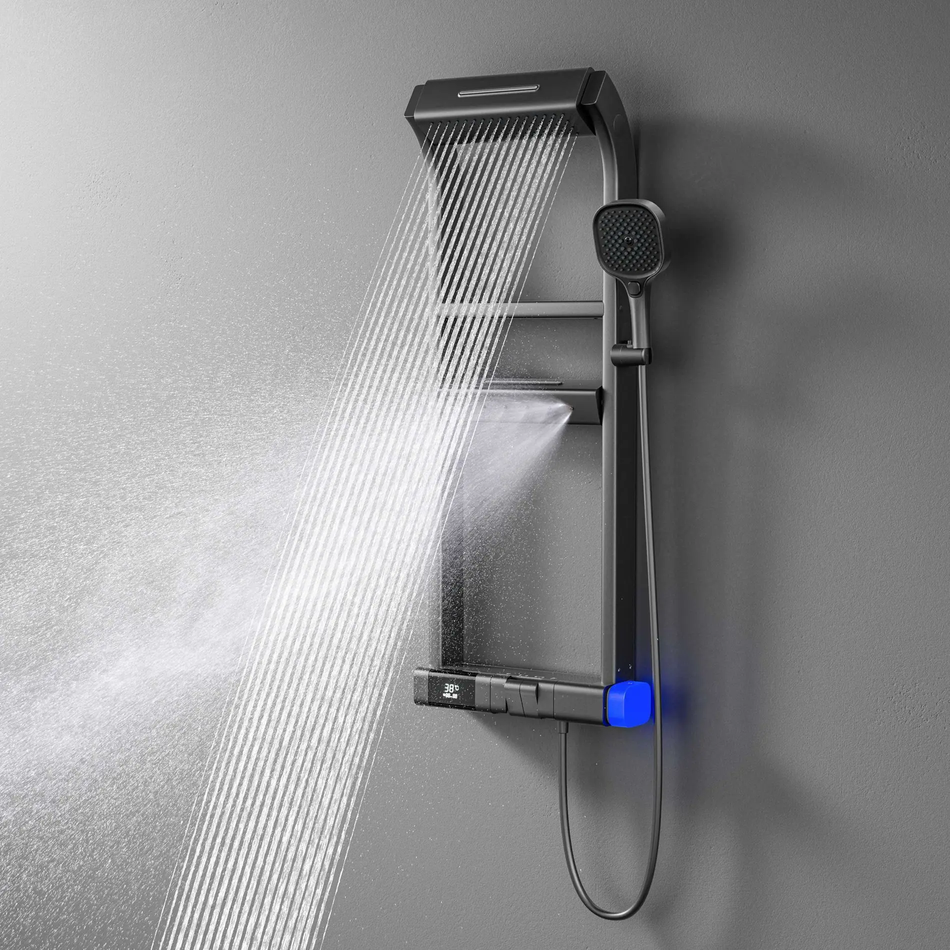 Brass Bathroom Shower System Complete Shower Set with Single Handle Ceramic Valve Core Modern Design for Hotel Use