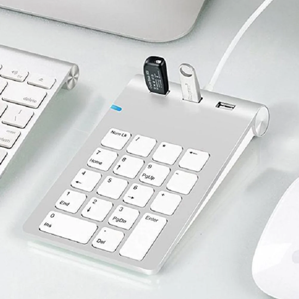 

Mechanical Numeric Keyboard Zinc Alloy 18-Key Wired USB Numpad Silver Lightweight USB Hub for Laptop Desktop Pc