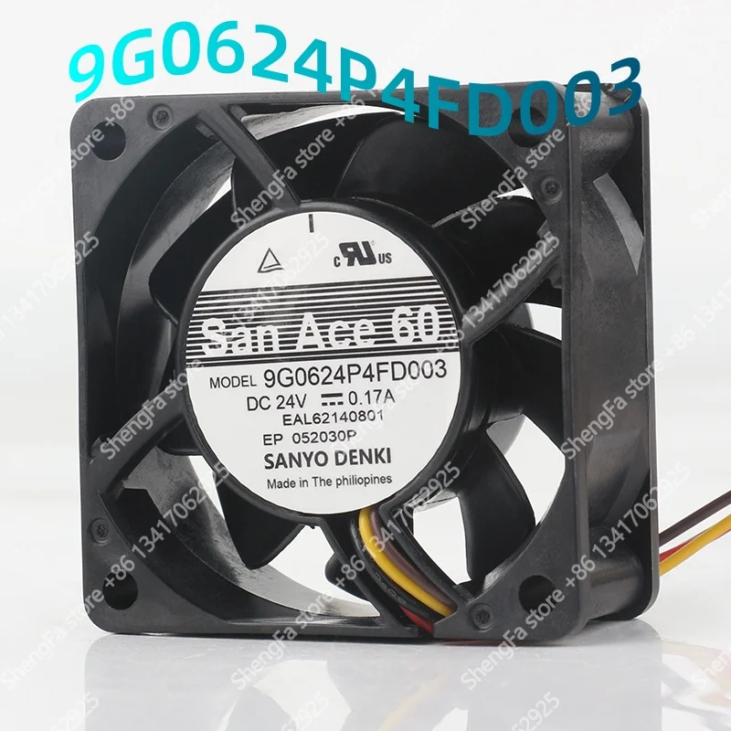 Sanyo AC EC 6025 60X60X25MM 6CM PWM speed regulating frequency converter 9G0624P4FD003 Cooling fan DC24V 0.17A