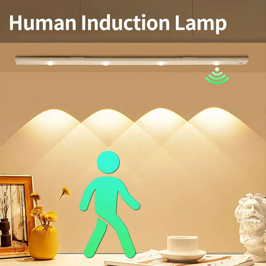 

LED Bar Light Motion Sensor USB Rechargeable Night Light For Kitchen Cabinet Wardrobe Lighting 20/30/40/50cm Cabinet Light