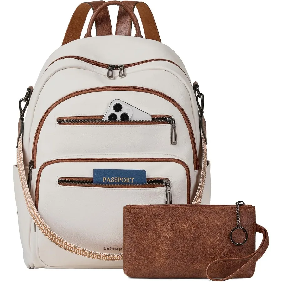 

Backpack Purse for Women Fashion Womens Backpack Shoulder Bag Leather Travel Back Pack Purses Daypack Handbag Ladies Daily 2pcs