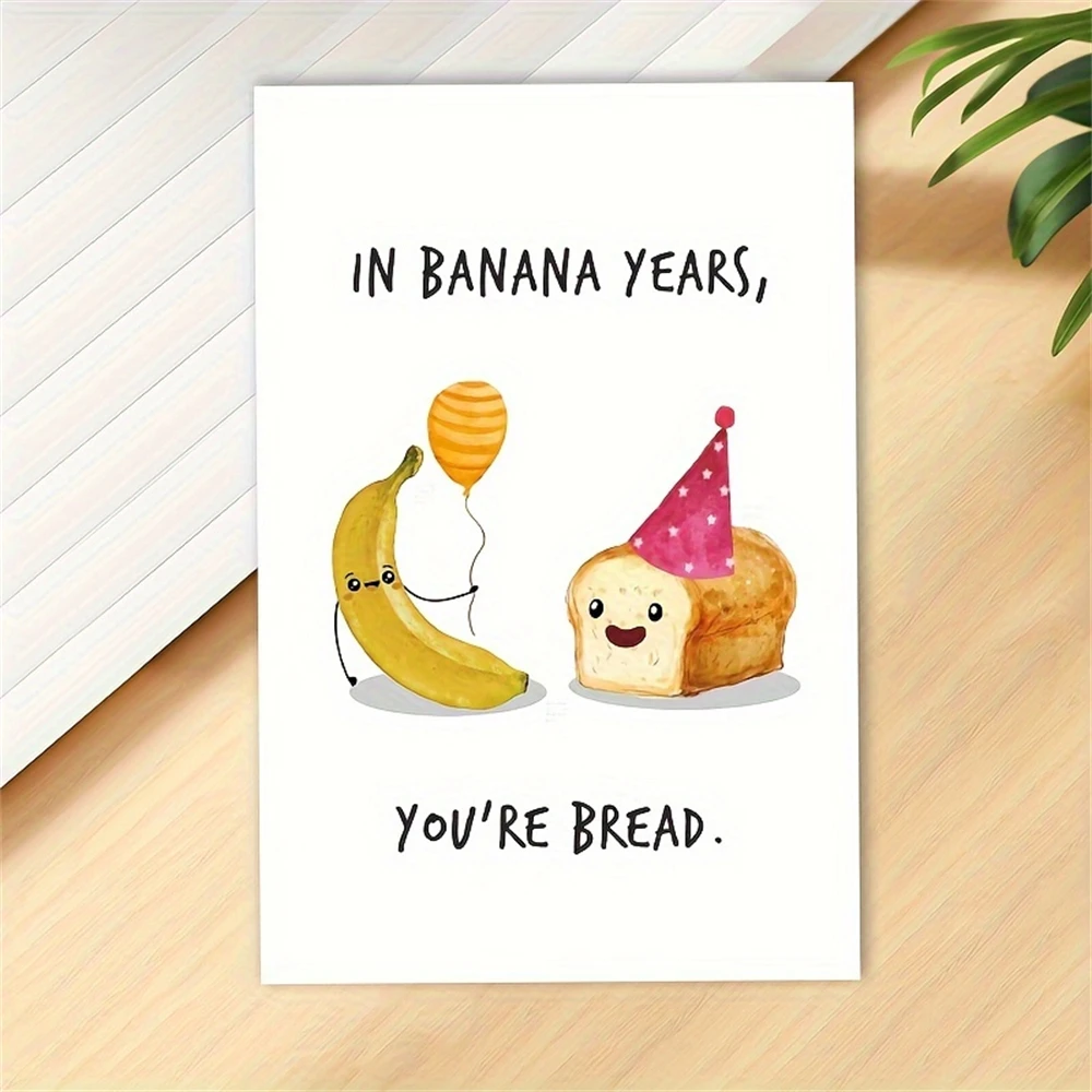 بطاقة عيد ميلاد مضحكة للرجل والمرأة ، 1 ، بطاقة عيد ميلاد مضحكة لصديق ، أخت ، أخت ، هدية للسنة الموز