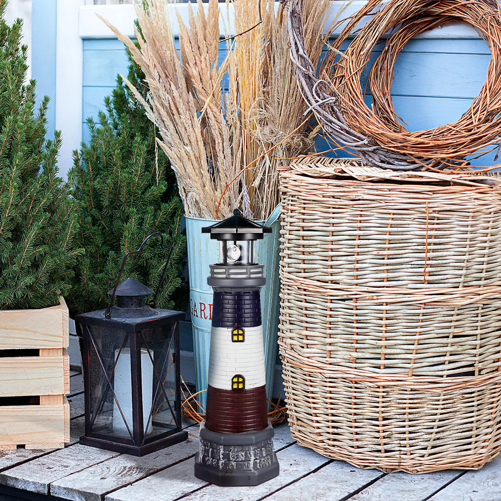 

Solar Garden Lighthouse Decor Resin Waterproof Outdoor Light For Yard Patio Pathway Illuminated Nautical Ornament
