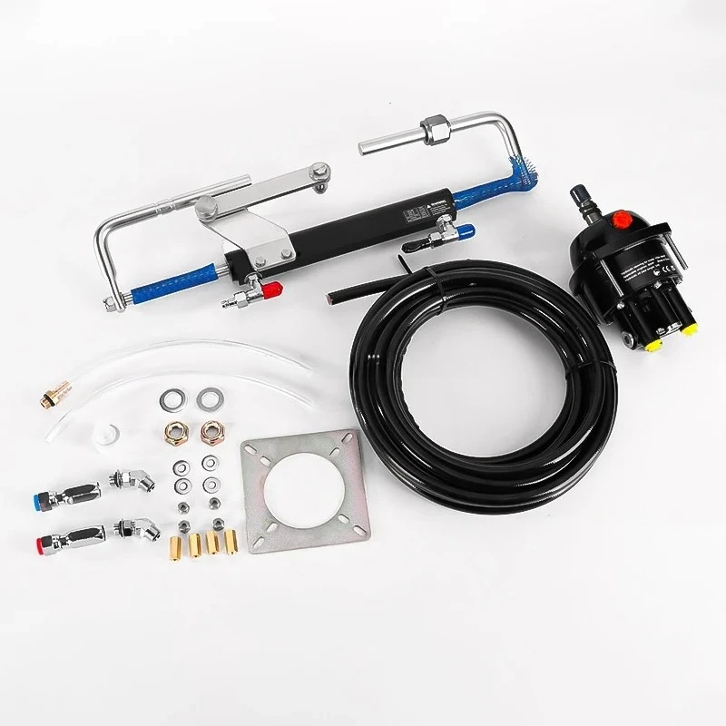 300HP Outboard Hydraulic Steering Kit, Marine Boat Steering System with Helm Pump Cylinder and High Pressure Hoses