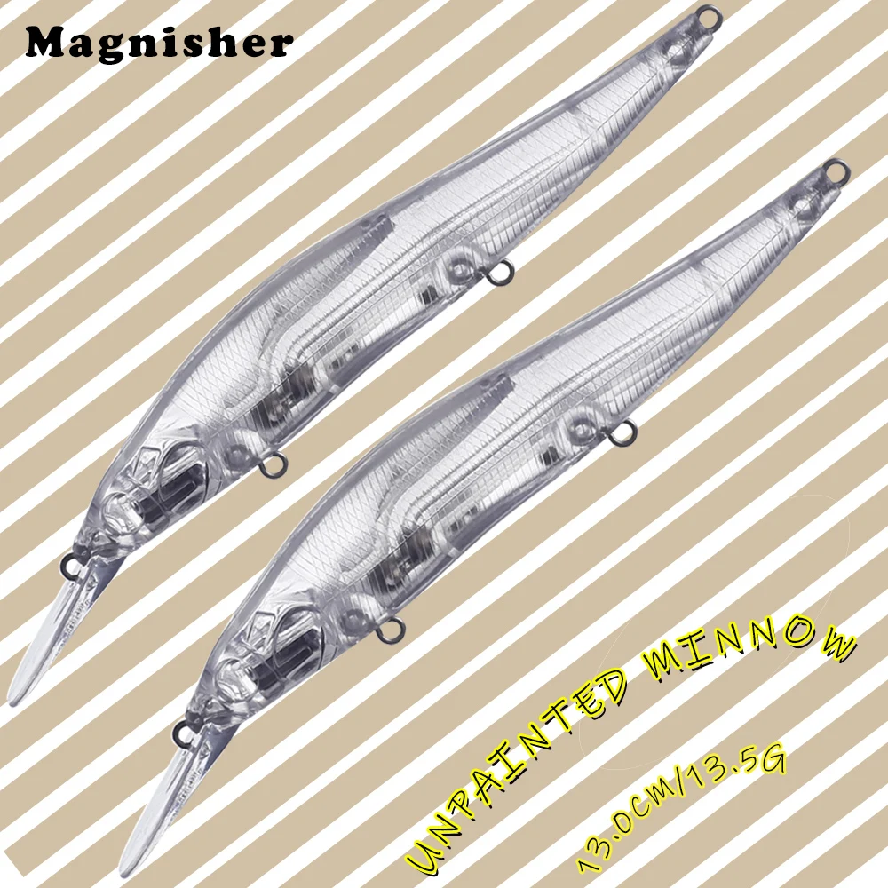 Magnisher 10pcs/lot Unpainted Fishing Lure Blanks 13cm 13.5g Hard Minnow Baits Medium Diving Wobble for Bass Pike Bait DIY  Bait